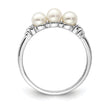 Sterling Silver Rhodium Plated Diamond and Fresh Water Cultured Pearl Ring