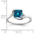 Sterling Silver Rhodium Plated Diamond & London Blue Topaz Ring