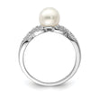 Sterling Silver Rhodium Plated Diamond and Fresh Water Cultured Pearl Ring