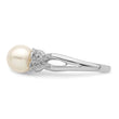 Sterling Silver Rhodium Plated Diamond and Fresh Water Cultured Pearl Ring