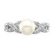 Sterling Silver Rhodium Plated Diamond and Fresh Water Cultured Pearl Ring