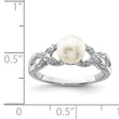 Sterling Silver Rhodium Plated Diamond and Fresh Water Cultured Pearl Ring