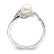 Sterling Silver Rhodium Plated Diamond and Fresh Water Cultured Pearl Ring