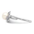 Sterling Silver Rhodium Plated Diamond and Fresh Water Cultured Pearl Ring