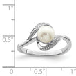 Sterling Silver Rhodium Plated Diamond and Fresh Water Cultured Pearl Ring