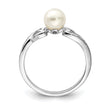 Sterling Silver Rhodium Plated Diamond and Fresh Water Cultured Pearl Ring