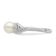 Sterling Silver Rhodium Plated Diamond and Fresh Water Cultured Pearl Ring