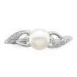 Sterling Silver Rhodium Plated Diamond and Fresh Water Cultured Pearl Ring