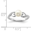Sterling Silver Rhodium Plated Diamond and Fresh Water Cultured Pearl Ring