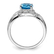 Sterling Silver Rhodium Plated Dia. and Light Swiss BT Oval Ring - Birthstone Company