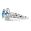 Sterling Silver Rhodium Plated Dia. and Light Swiss BT Oval Ring - Birthstone Company