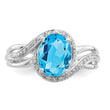 Sterling Silver Rhodium Plated Dia. and Light Swiss BT Oval Ring - Birthstone Company