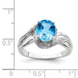 Sterling Silver Rhodium Plated Dia. and Light Swiss BT Oval Ring - Birthstone Company