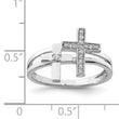 Sterling Silver Rhodium Plated Diamond  Crosses Ring