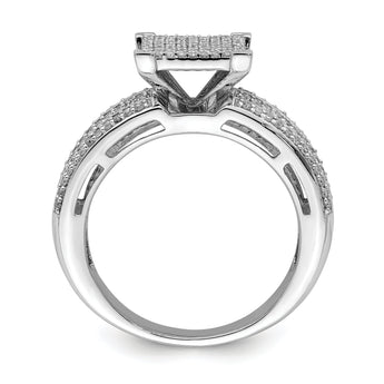 Sterling Silver Rhodium Plated Diamond Square Ring