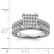 Sterling Silver Rhodium Plated Diamond Square Ring