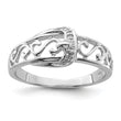 Sterling Silver Rhodium Plated Diamond Buckle Ring