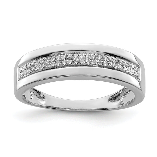 Sterling Silver Rhodium Plated Diamond Ladies Band