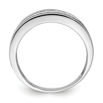 Sterling Silver Rhodium Plated Diamond Men's Band