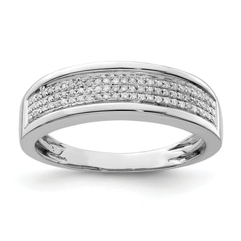 Sterling Silver Rhodium Plated Diamond Men's Band