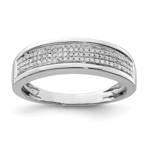 Sterling Silver Rhodium Plated Diamond Men's Band