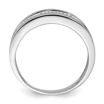 Sterling Silver Rhodium Plated Diamond Men's Band