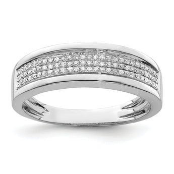 Sterling Silver Rhodium Plated Diamond Men's Band