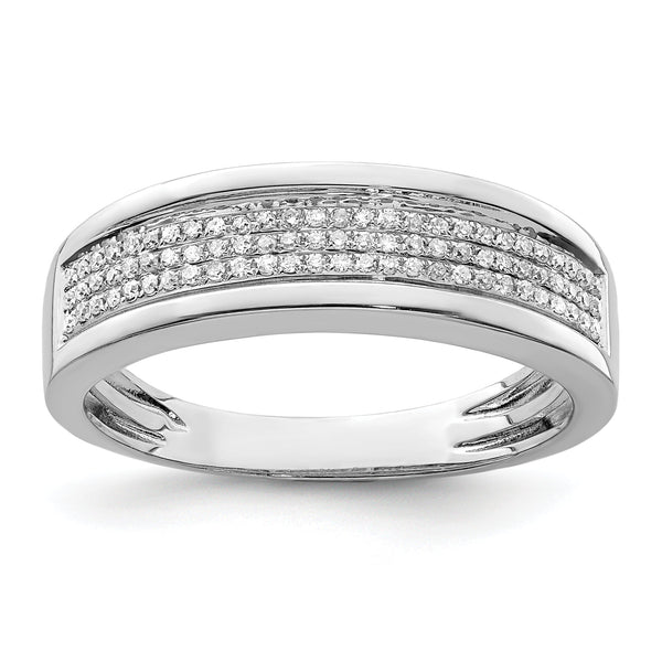 Sterling Silver Rhodium Plated Diamond Men's Band