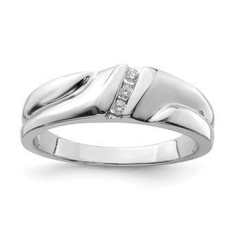 Sterling Silver Rhodium Plated Diamond Men's Ring