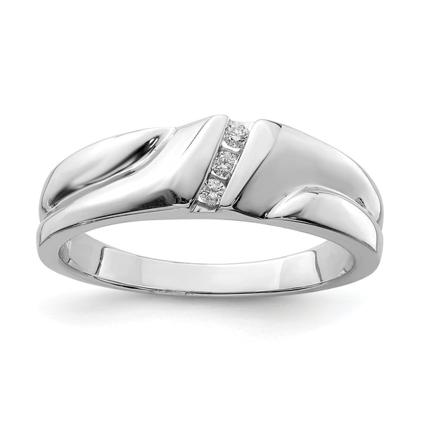 Sterling Silver Rhodium Plated Diamond Men's Ring