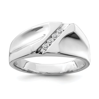 Sterling Silver Rhodium Plated Diamond Men's Ring