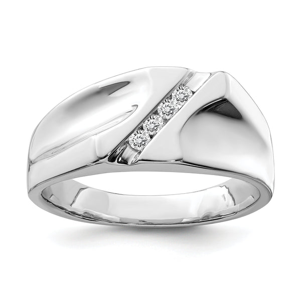 Sterling Silver Rhodium Plated Diamond Men's Ring