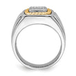 Sterling Silver Rhodium-plated With10k Yellow Gold Mens Diamond Ring