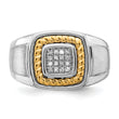 Sterling Silver Rhodium-plated With10k Yellow Gold Mens Diamond Ring