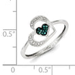 Sterling Silver Blue and White Diamond Heart Ring