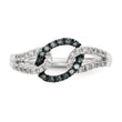 Sterling Silver White & Blue Diamond Ring