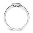 White Night Sterling Silver Rhodium-plated White Blue Diamonds Square Ring