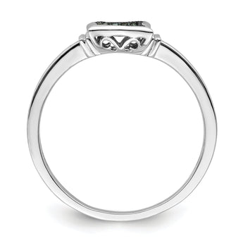 White Night Sterling Silver Rhodium-plated White Blue Diamonds Square Ring