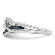 Sterling Silver Rhod Plated Blue and White Diamond Ring