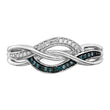 Sterling Silver Rhod Plated Blue and White Diamond Ring