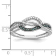 Sterling Silver Rhod Plated Blue and White Diamond Ring