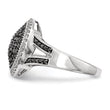 White Night Sterling Silver Rhodium-plated Black and White Diamond Round Ring