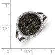 White Night Sterling Silver Rhodium-plated Black and White Diamond Round Ring