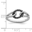 White Night Sterling Silver Rhodium-plated Black and White Diamond Ring