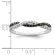 White Night Sterling Silver Rhodium-plated Black and White Criss Cross Diamond Ring