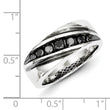 White Night Sterling Silver Rhodium-plated Black Diamond Men's Band Ring