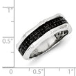 White Night Sterling Silver Rhodium-plated Black Diamond Men's Ring