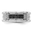 White Night Sterling Silver Rhodium-plated White and Black Diamond Men's Ring