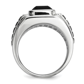 Men's Diamond & Onyx Square Ring in Sterling Silver - Birthstone Company
