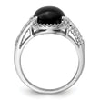 Sterling Silver Rhodium-plated Onyx and Diamond Ring